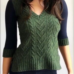 Anthropologie Pilcro Dually Clad wool cable knit body & navy blue 3/4 sleeves XS